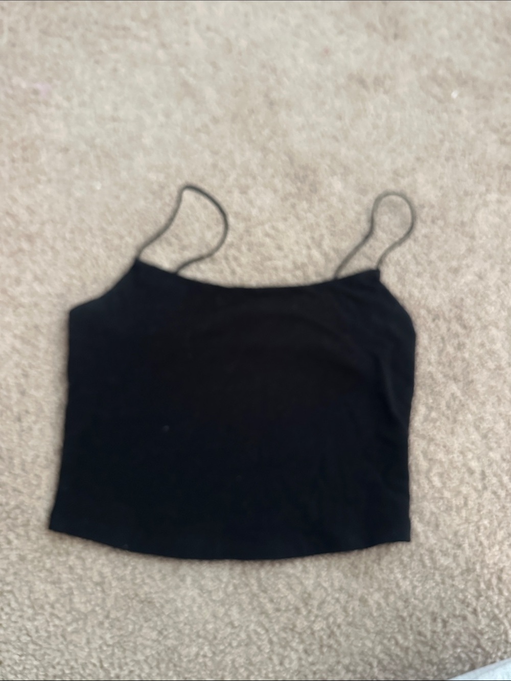 Black Spaghetti Strap Crop Tank Top - Women